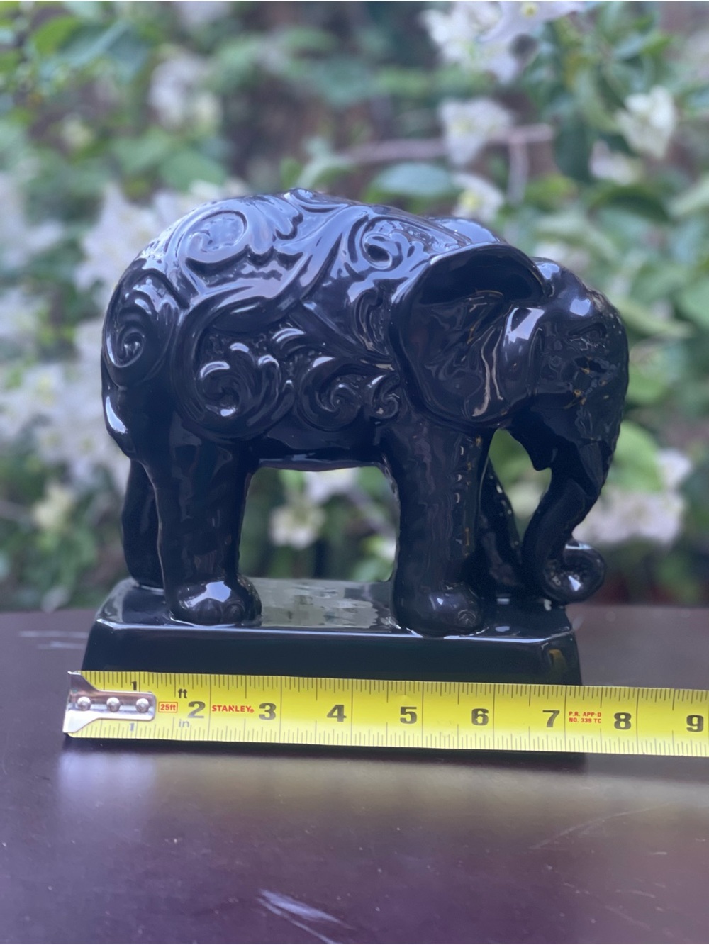 Black Porcelain Elephant Figurine - Decorative Home Art - Picture 6 of 6